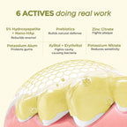 Promotional graphic for Better Bright Complete Oral Care fennel mint toothpaste showing six active ingredients listed 5% hydroxyapatite + Nano-HAp, Prebiotics, Zinc Citrate, Potassium Alum, Potassium Nitrate and Xylitol + Erythritol.