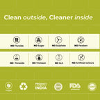 Better Bright oral care banner highlighting fluoride-free, sugar-free, sulphate-free, paraben-free and SLS-free products with vegan and quality certifications.
